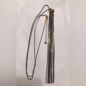 Gold and Grey Long Tassel Necklace
